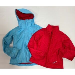 Patagonia Jacket Women Small Blue Red 3-in-1 Snow Ski Shell Puffer Liner Set